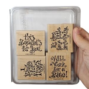 2006 Stampin' Up! Just Between Fiends Retired Halloween Rubber Stamp Set of 4